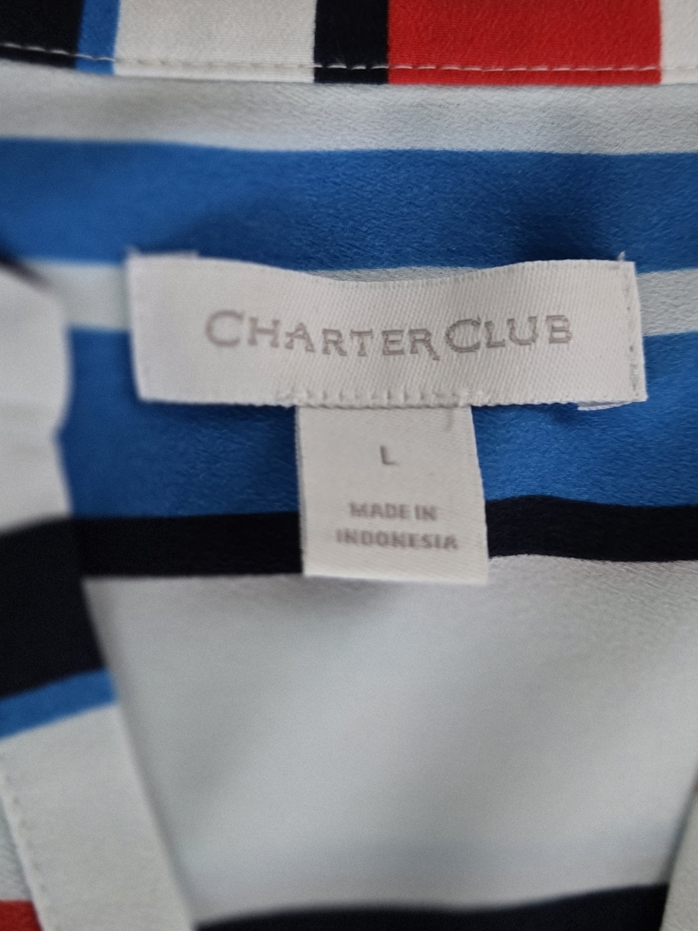 Charter Club Striped Sleeveless Tank in Red, Blue, Black, White - Picture 3 of 3